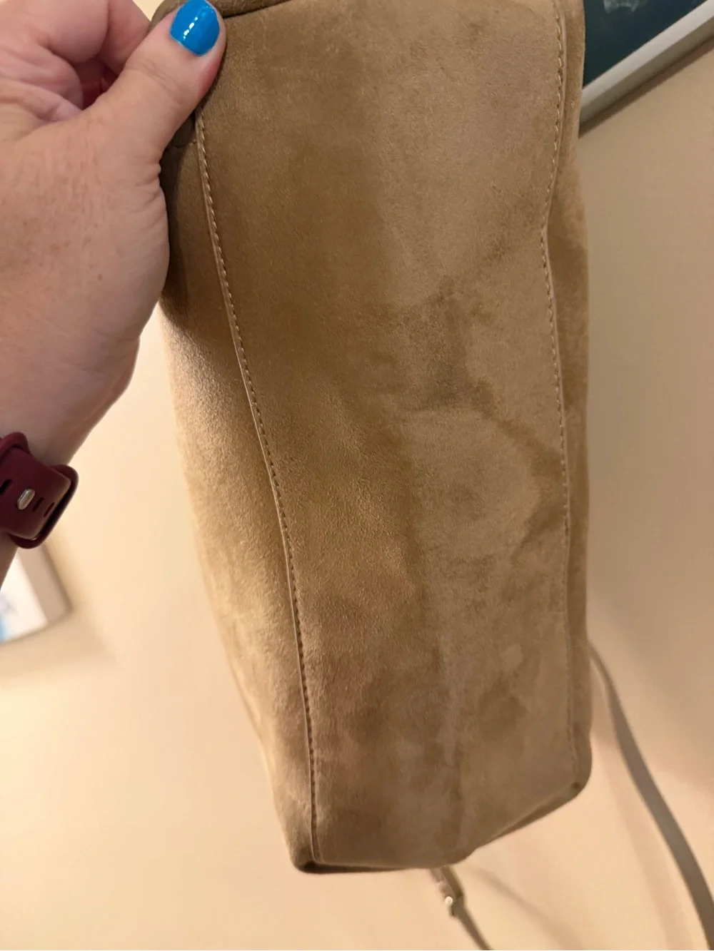 Banana Republic Tan Faux Suede Ring-Handle Tote Bag